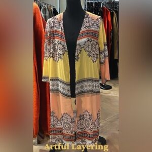 🥂Cocomo Vibrant Yellow and Peach Kimono🥂